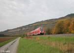 445 056 als RE 54 RE4621 Frankfurt/Main - Bamberg bei Th�ngersheim.