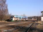 VT06 f�hrt in Pechnbrunn mit einer VBG nach Hof ein.