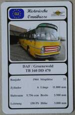 Thun/876798/272620---quartett-spielkarte-mit-daf- (272'620) - Quartett-Spielkarte mit DAF / Groenewold TB 160 DD 470 von 1964 am 3. M�rz 2025 in Thun