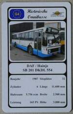 Thun/876800/272622---quartett-spielkarte-mit-daf-hainje (272'622) - Quartett-Spielkarte mit DAF/ Hainje SB 201 DKDL 554 von 1987 am 3. M�rz 2025 in Thun