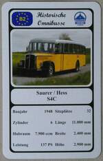 Thun/877849/273138---quartett-spielkarte-mit-saurer- (273'138) - Quartett-Spielkarte mit Saurer / Hess S4C von 1948 am 23. M�rz 2025 in Thun
