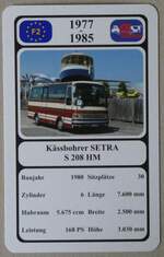 Thun/887501/276731---quartett-spielkarte-mit-kaessbohrer-setra (276'731) - Quartett-Spielkarte mit K�ssbohrer SETRA S 208 HM von 1980 am 15. Juni 2025 in Thun