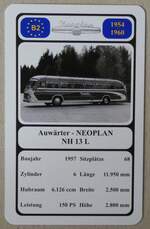 Thun/893962/278802---quartett-spielkarte-mit-auwaerter-- (278'802) - Quartett-Spielkarte mit Auw�rter - NEOPLAN NH 13 L von 1957 am 10. August 2025 in Thun