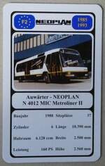 Thun/897505/280034---quartett-spielkarte-mit-auwaerter-- (280'034) - Quartett-Spielkarte mit Auw�rter - NEOPLAN N 4012 MIC Metroliner II von 1988 am 7. September 2025 in Thun