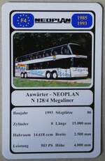 Thun/897507/280036---quartett-spielkarte-mit-auwaerter-- (280'036) - Quartett-Spielkarte mit Auw�rter - NEOPLAN N 128/4 Megaliner von 1993 am 7. September 2025 in Thun