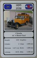(275'549) - Quartett-Spielkarte mit Citron AC 4 Hotel-Taxi von 1929 am 12.