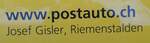 (243'597) - Beschriftung - www.postauto.ch Josef Gisler, Riemenstalden - am 8. Dezember 2022 in Riemenstalden, Alte Post 