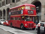 ALM 50B, a 1964 AEC Routemaster, seen here in Great Tower Street, London on 20th September 2014, operating the  Heritage  route 15, which, sadly, no longer exists.