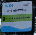 (267'353) - RTCA-Haltestellenschild - Carcassonne, Cit Mdivale - am 20. September 2024