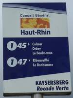 (204'538) - Conseil Général Haut-Rhin-Haltestellenschild - Kaysersberg, Rocade Verte - am 28.