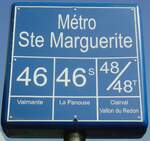 (130'577) - RTM-Haltestellenschild - Marseille, Mtro Ste Marguerite - am 15. Oktober 2010
