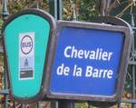 (167'082) - RATP-Haltestellenschild - Paris, Chevalier de la Barre - am 17. November 2015