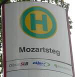 (197'478) - ObusSLB/albus-Haltestellenschild - Salzburg, Mozartsteg - am 14.