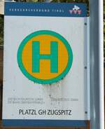 db/898488/280530---dietrich-touristikdboebb-postbus-haltestellenschild---leutasch-platzl (280'530) - DIETRICH-TOURISTIK/DB/�BB-POSTBUS-Haltestellenschild - Leutasch, Platzl GH Zugspitz - am 18. September 2025