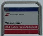 (257'304) - AB-Haltestellenschild - Wasserauen, Bahnhof - am 28.