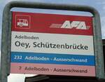(127'965) - AFA-Haltestellenschild - Adelboden, Oey, Sch�tzenbr�cke - am 25. Juli 2010