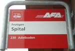Frutigen/738018/131000---afa-haltestellenschild---frutigen-spital (131'000) - AFA-Haltestellenschild - Frutigen, Spital - am 15. November 2010