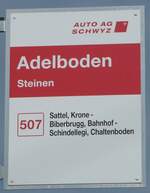 (245'727) - AUTO AG SCHWYZ-Haltestellenschild - Steinen, Adelboden - am 3. Februar 2023
