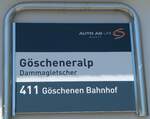 (252'549) - AUTO AG URI-Haltestellenschild - Gscheneralp, Dammagletscher - am 9. Juli 2023