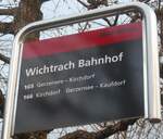 (212'878) - BERNMOBIL-Haltestellenschild - Wichtrach, Bahnhof - am 14.