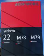 (258'898) - BERNMOBIL-Haltestellenschild - Wabern, Tram-Endstation - am 25. Januar 2024