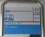 (263'830) - BUS Sarganserland Werdenberg-Haltestellenschild - Trbbach, Dorf - am 20.