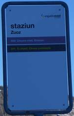 (270'249) - engadin mobil-Haltestellenschild - Zuoz, staziun - am 27.