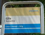 (181'336) - ORtSBUS-Haltestellenschild - Glis, Romantica - 24.