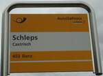 (129'925) - PostAuto-Haltestellenschild - Castrisch, Schleps - am 18.