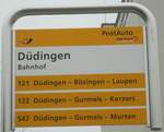 (132'725) - PostAuto-Haltestellenschild - Ddingen, Bahnhof - am 7.