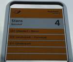 (142'927) - PostAuto-Haltestellenschild - Stans, Bahnhof - am 5.