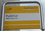 (151'058) - PostAuto-Haltestellenschild - Delmont, PubliCar - am 29.