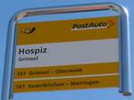 (195'246) - PostAuto-Haltestellenschild - Grimsel, Hospiz - am 29.