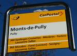 (231'148) - PostAuto-Haltestellenschild - Pully, Monts-de-Pully - am 12.