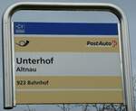 postauto/799074/244089---postauto-haltestellenschild---altnau-unterhof (244'089) - PostAuto-Haltestellenschild - Altnau, Unterhof - am 21. Dezember 2022
