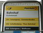 (249'310) - PostAuto-Haltestellenschild - Escholzmatt, Bahnhof - am 30. April 2023