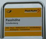 (249'821) - PostAuto-Haltestellenschild - Schallenberg, Passhhe - am 7. Mai 2023