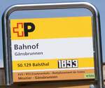 postauto/858581/265269---pbls-haltestellenschild---gaensbrunnen-bahnof (265'269) - +P/bls-Haltestellenschild - Gnsbrunnen, Bahnof - am 30. Juli 2024