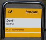 (285'221) - PostAuto-Haltestellenschild - Isenfluh, Dorf - am 5. M�rz 2026