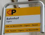 (286'503) - +�-Haltestellenschild - Ligerz, Bahnhof - am 28.