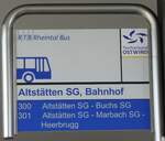 (247'048) - RTB-Haltestellenschild - Altstätten SG, Bahnhof - am 9.