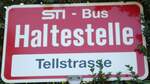 (128'191) - STI-Haltestellenschild - Thun, Tellstrasse - am 1.