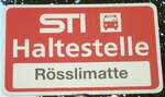 (133'354) - STI-Haltestellenschild - Gwatt, Rsslimatte - am 21.