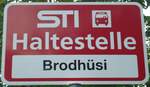 (134'644) - STI-Haltestellenschild - Brodhsi, Brodhsi - am 2. Juli 2011
