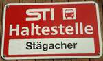 (136'764) - STI-Haltestellenschild - Goldiwil, Stgacher - am 20.