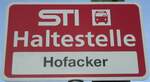 (136'839) - STI-Haltestellenschild - Oberstocken, Hofacker - am 22. November 2011