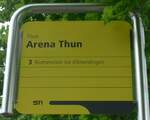 (160'729) - STI-Haltestellenschild - Thun, Arena Thun - am 23.