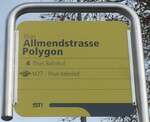 (223'018) - STI-Haltestellenschild - Thun, Allmendstrasse Polygon - am 14.