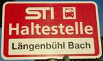 (136'798) - STI-Haltestellenschild - L�ngenb�hl, L�ngenb�hl Bach - am 22.