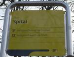 Thun/743911/157820---sti-haltestellenschild---thun-spital (157'820) - STI-Haltestellenschild - Thun, Spital - am 15. Dezember 2014
